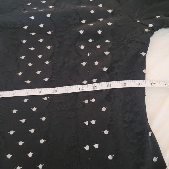 Mima Rosso Dress Womens Large Black White Lace Long Sleeve Polka Dot Lined - Picture 13 of 16